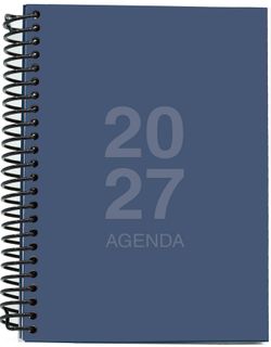Agenda Anual 2027 A6 Tapa Polipropileno Día Página Azul Oscruo