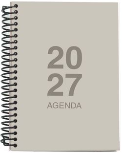 Agenda Anual 2027 A6 Tapa Polipropileno Día Página Gris