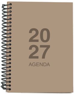 Agenda Anual 2027 A6 Tapa Polipropileno Día Página Marrón Tierra