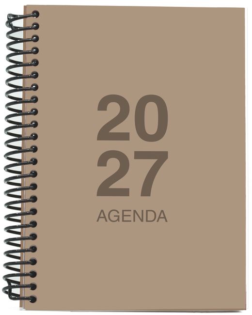 Agenda Anual 2027 A6 Tapa Polipropileno Día Página Marrón Tierra