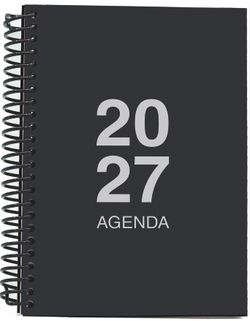 Agenda Anual 2027 A6 Tapa Polipropileno Día Página Negro