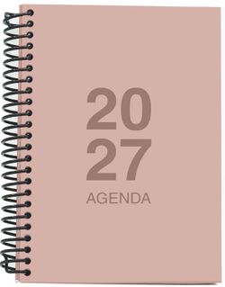 Agenda Anual 2027 A6 Tapa Polipropileno Día Página Rosa