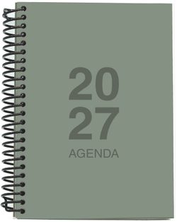 Agenda Anual 2027 A6 Tapa Polipropileno Día Página Verde Tierra