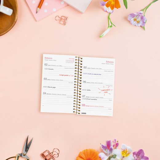 Agenda Design Col.E3-79X127Mm Semana Vista Horizontal 2026 Flora