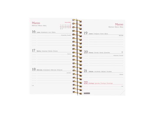 Agenda Design Col.E3-79X127Mm Semana Vista Horizontal 2026 Flora