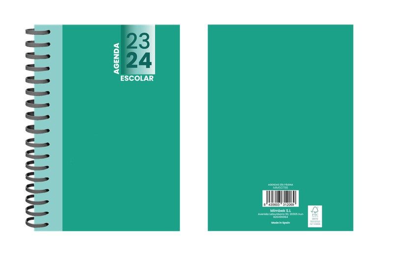 Agenda Samba - Día Página - 15 X 21 Cm. - Color Verde Menta