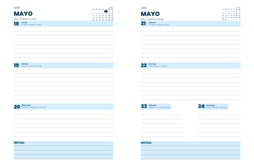 Agenda escolar 25-26 A5 Tapa Polipropileno Semana Vista