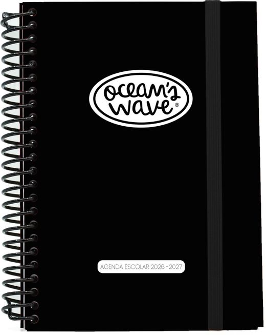 Agenda escolar 26-27 A5 Tapa Cartón 2 Días Página Negra by Ocean´s Wave