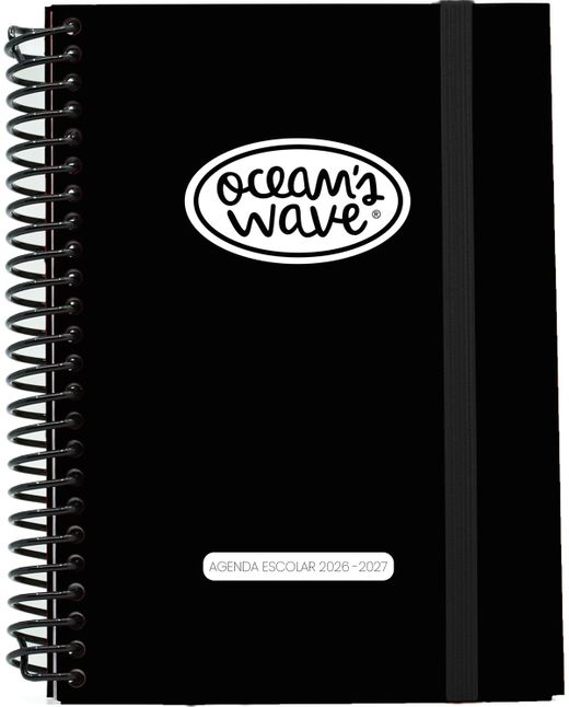 Agenda escolar 26-27 A6 Tapa Cartón Día Página Negra by Ocean´s Wave