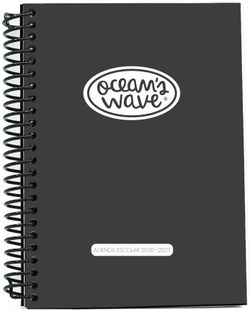 Agenda escolar  26-27 A6 Tapa Polipropileno Día Página Negra by Ocean´s Wave