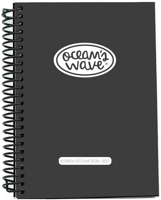 Agenda escolar 26-27 A6 Tapa Polipropileno Día Página Negra by Ocean´s Wave