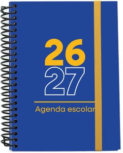 Agenda escolar 26-27. Tamaño A5, Tapa de cartón. Semana Azul Oscuro