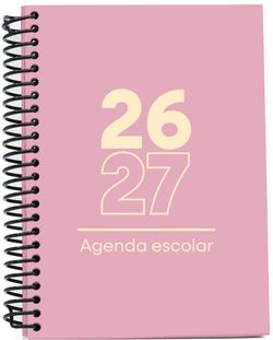 Agenda escolar 26-27. Tamaño A5, Tapa de plástico (pp). Día Página. Rosa
