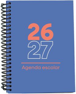 Agenda escolar 26-27, Tamaño A6, Tapa de plástico (pp). Día Página. Azul Oscuro