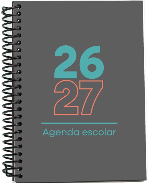 Agenda escolar 26-27, Tamaño A6, Tapa de plástico (pp). Día Página. Negra