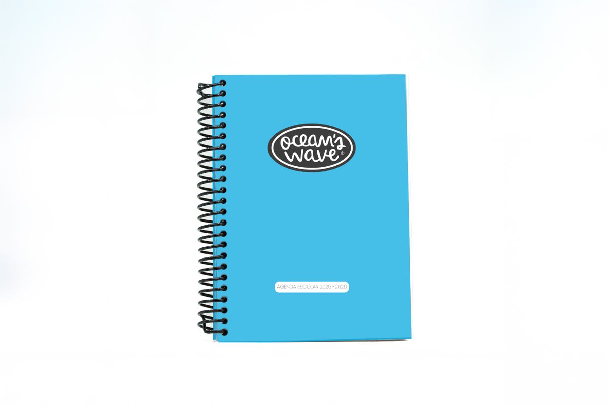 Agenda escolar Ocean´s Wave 25-26 A6 Tapa Polipropileno Día Página Azul neón