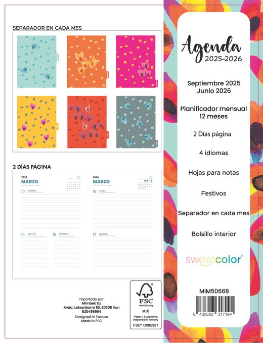 Agenda escolar Ocean´s Wave 25-26 A6 Tapa Polipropileno Día Página