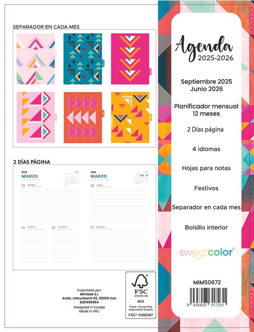 Agenda escolar Sweetcolor 25-26 2 Días Página Puzzle