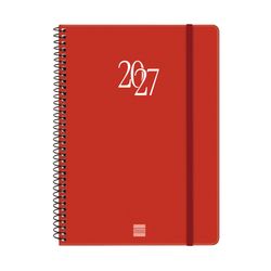 Agenda espiral MY 2027 Semana Vista Horizontal E10 155x212mm Rojo