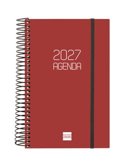 Agenda espiral opaque 2027 1 Dia Página117x181mm E5 Rojo