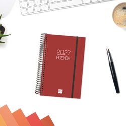 Agenda espiral opaque 2027 1 Dia Página117x181mm E5 Rojo