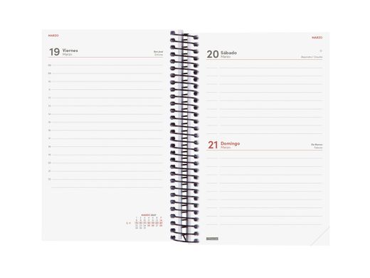 Agenda espiral opaque 2027 1 Dia Página117x181mm E5 Rojo