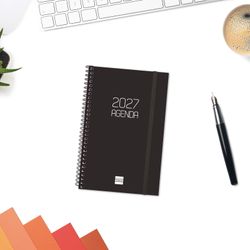 Agenda espiral opaque 2027 Semana Vista Horizontal 117x181mm E5 Negro