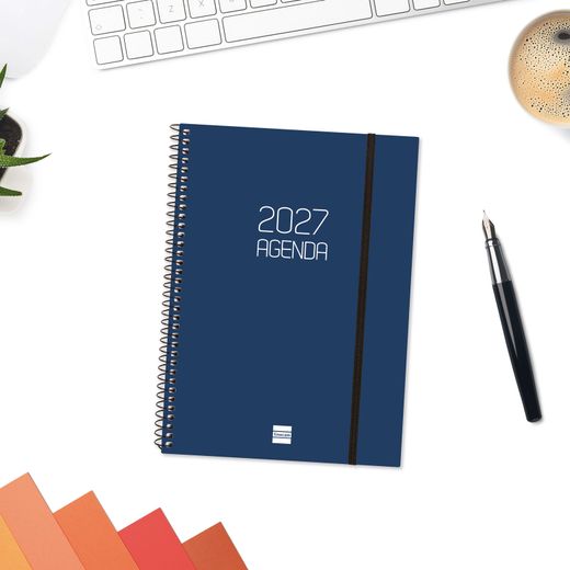 Agenda espiral opaque 2027 Semana Vista Horizontal 156X212mm E10 Azul
