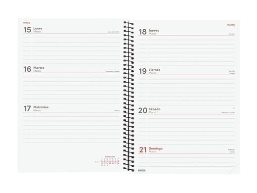 Agenda espiral opaque 2027 Semana Vista Horizontal 156X212mm E10 Azul