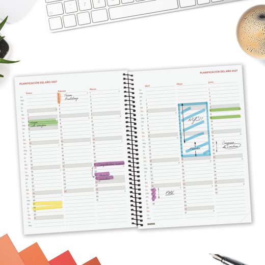 Agenda espiral opaque 2027 Semana Vista Horizontal 156X212mm E10 Azul