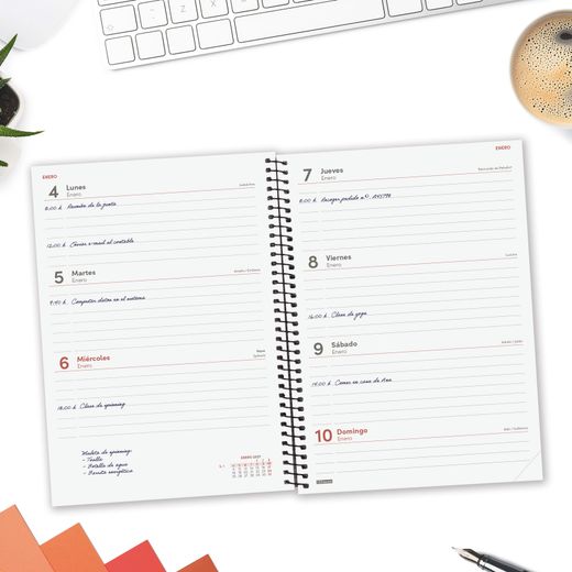 Agenda espiral opaque 2027 Semana Vista Horizontal 156X212mm E10 Azul