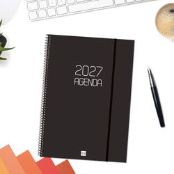 Agenda espiral opaque 2027 Semana Vista Horizontal 210x297 mm E40 Negro