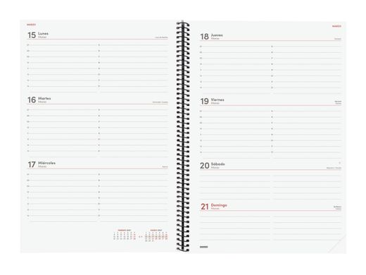 Agenda espiral opaque 2027 Semana Vista Horizontal 210x297 mm E40 Negro