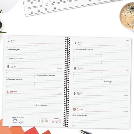 Agenda espiral opaque 2027 Semana Vista Horizontal 210x297 mm E40 Negro