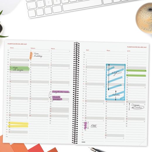 Agenda espiral opaque 2027 Semana Vista Horizontal 210x297 mm E40 Negro