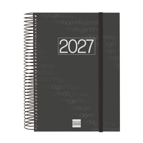 Agenda espiral Year 2027 1 Dia Página E10 155x212mm Negro