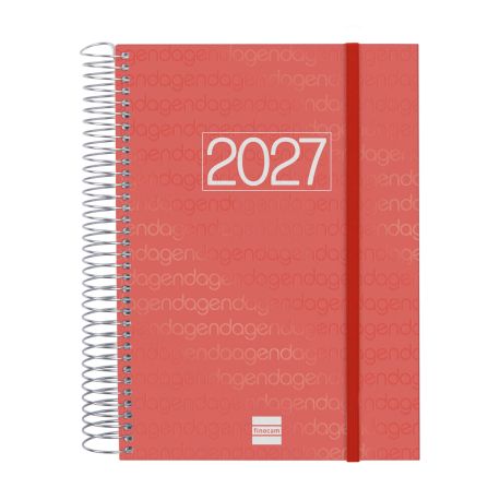 Agenda espiral Year 2027 1 Dia Página E10 155x212mm Rojo