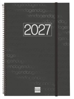 Agenda espiral Year 2027 Semana Vista Horizontal 210X297mm E40 Negro