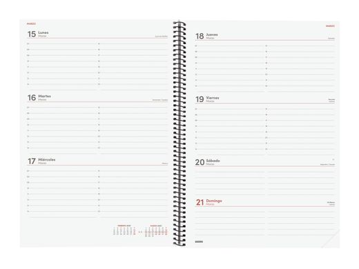 Agenda espiral Year 2027 Semana Vista Horizontal 210X297mm E40 Negro