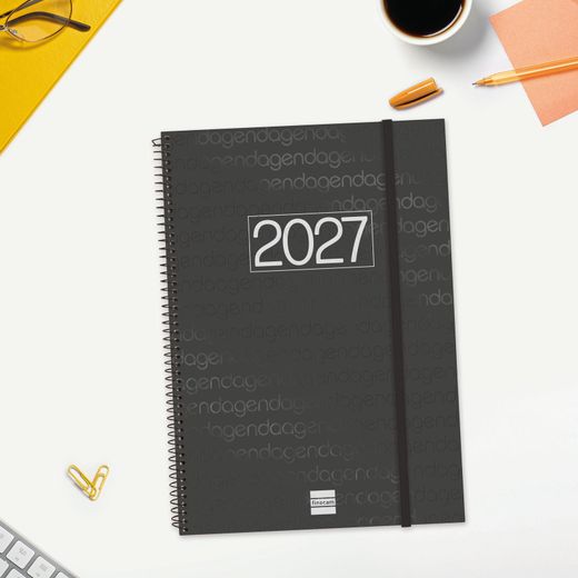 Agenda espiral Year 2027 Semana Vista Horizontal 210X297mm E40 Negro