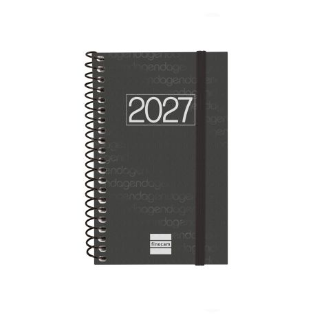Agenda espiral Year 2027 Semana Vista Horizontal 79x127mm E3 Negro