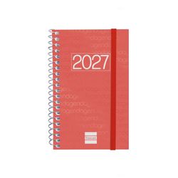 Agenda espiral Year 2027 Semana Vista Horizontal 79x127mm E3 Rojo