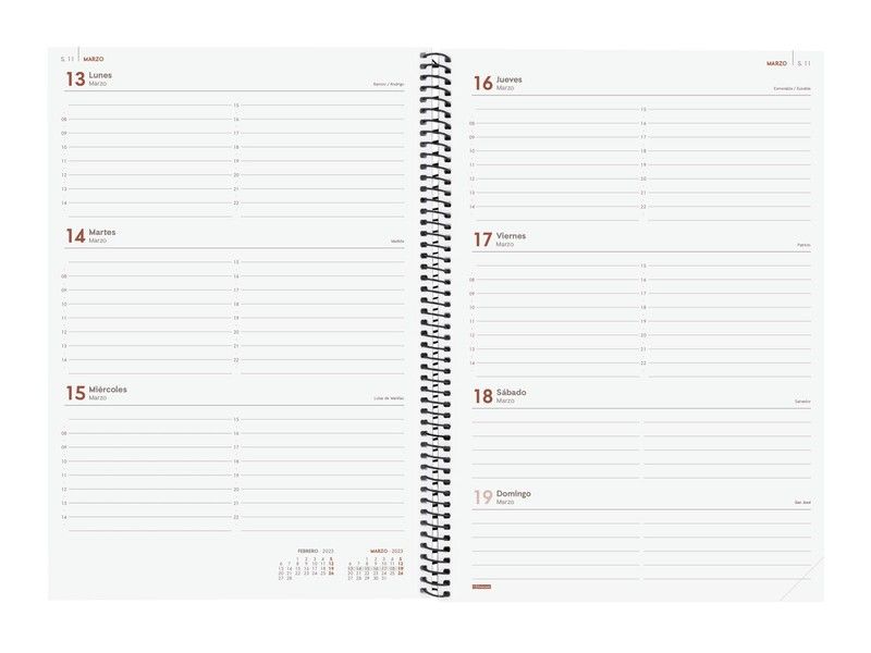 Agenda Spirale 2026 Finocam - 1 Jour Par Page, Couverture Rigide, élastique, Format A5, Multilingue, Avec Autocollants