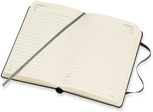 Agenda moleskine tapa dura, semana vista en dos tamaños y colores