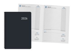Agenda Roma Negra Día Página 15X21 Con Espiral Negro 2026