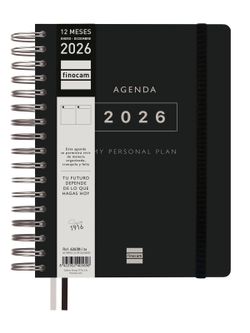 Agenda Tempus 1/4-155X217Mm 1 día página 2026 Negro