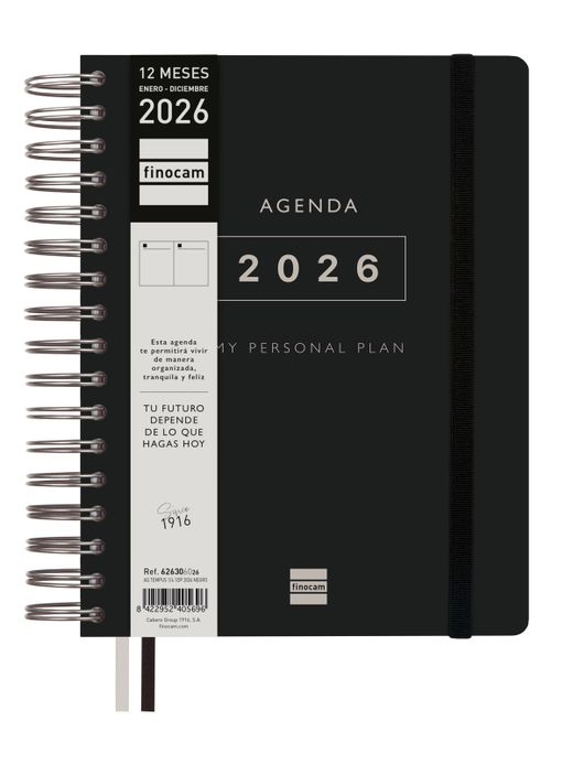 Agenda Tempus 1/4-155X217Mm 1 día página 2026 Negro