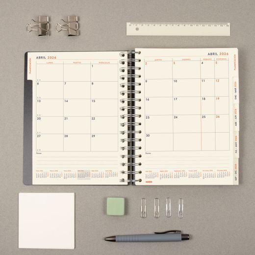 Agenda Tempus 1/4-155X217Mm 1 día página 2026 Negro