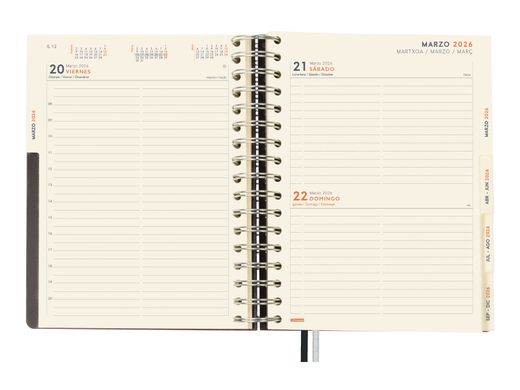 Agenda Tempus 1/4-155X217Mm 1 día página 2026 Negro