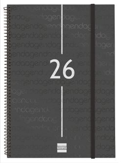 Agenda Year E40-210X297Mm Semana Vista Horizontal 2026 Negro